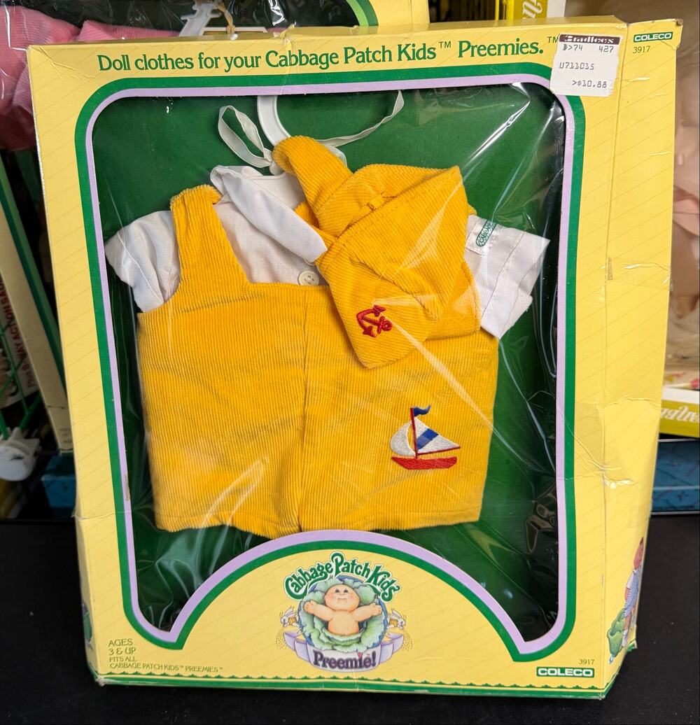 Vintage 1984 Coleco Cabbage Patch Kids Preemies Yellow Corduroy Sailboat Outfit